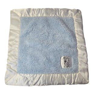 Little Giraffe Luxe Baby Blanket Satin Trim Faux Fur Blue Designer Chenille Soft